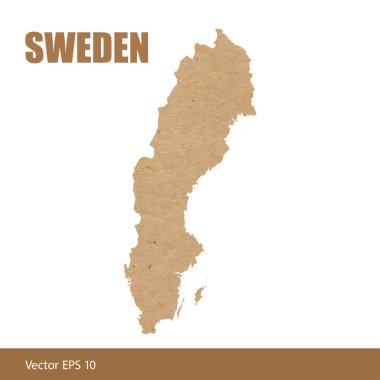 Kraft kağıt veya karton detaylı harita İsveç vektör çizim kesmek