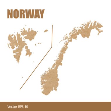 Norveç ve Svalbard adası detaylı Haritası vektör çizim Kraft kağıt veya karton kesme