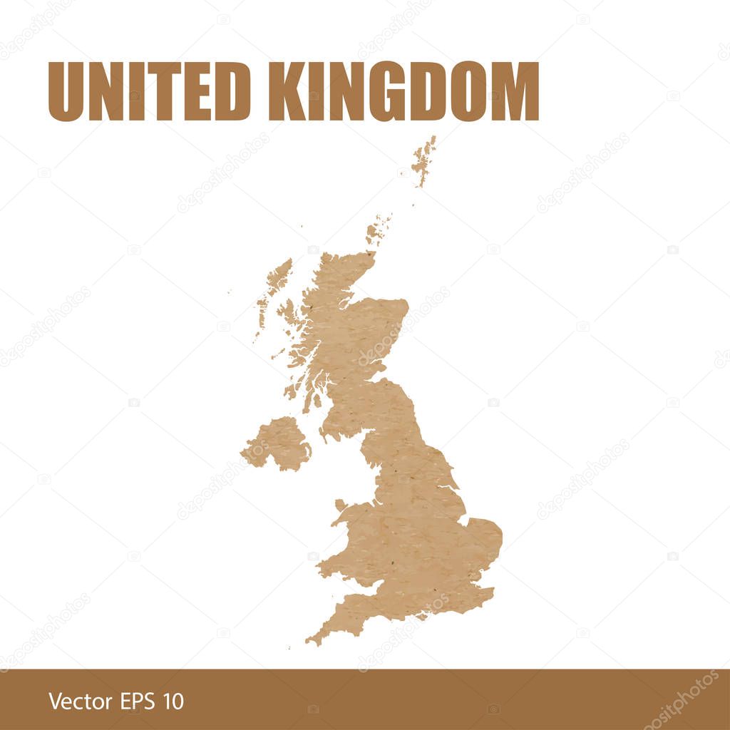 Vector illustration of detailed map of The United Kingdom cut out of craft paper or cardboard