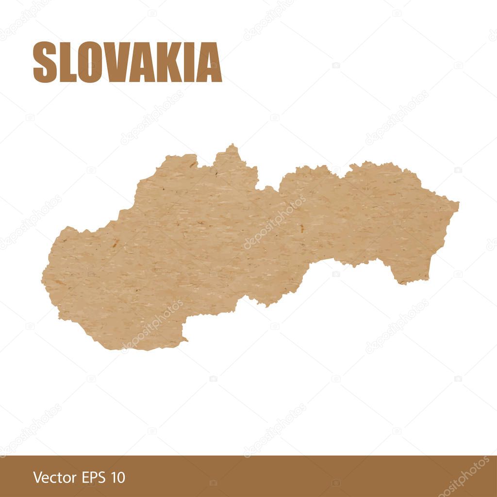 Vector illustration of detailed map of Slovakia cut out of craft paper or cardboard