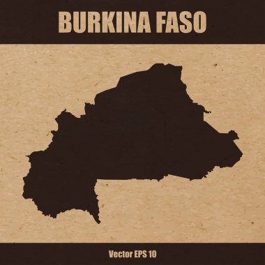 Burkina Faso detaylı harita Kraft kağıt veya karton arka plan üzerinde vektör çizim