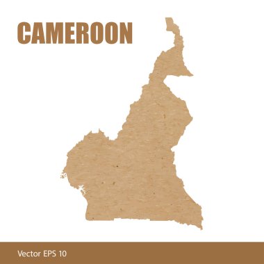 Kraft kağıt veya karton detaylı Kamerun Haritası vektör çizim kesmek