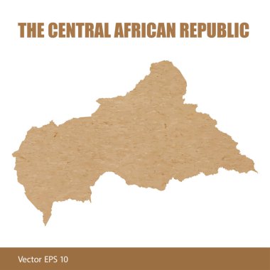 Vektör çizim ayrıntılı harita Orta Afrika Cumhuriyeti, Kraft kağıt veya karton kesme