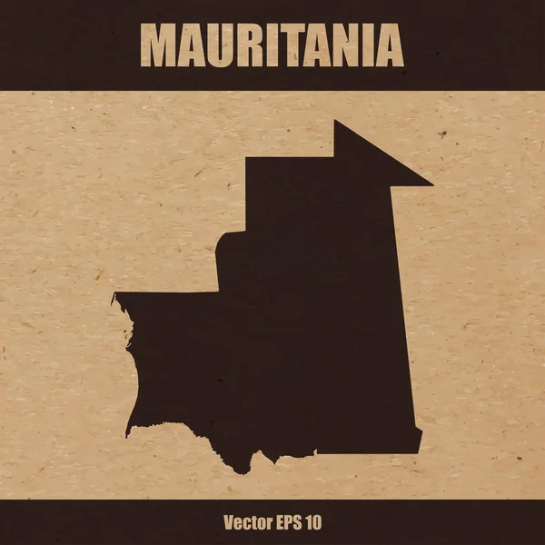 Ilustração Vetorial Mapa Detalhado Mauritânia Sobre Papel Artesanal Fundo Papelão — Vetor de Stock