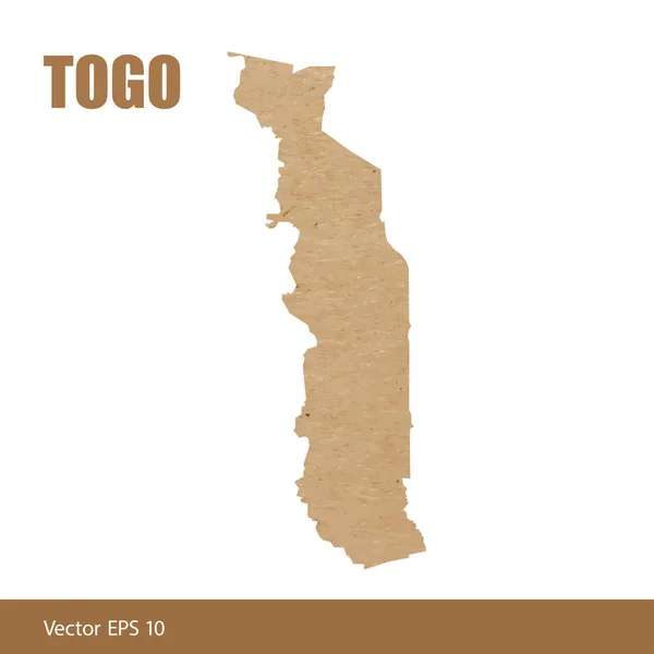 Ilustración Vectorial Del Mapa Detallado Togo Cortado Papel Cartón Artesanal — Vector de stock