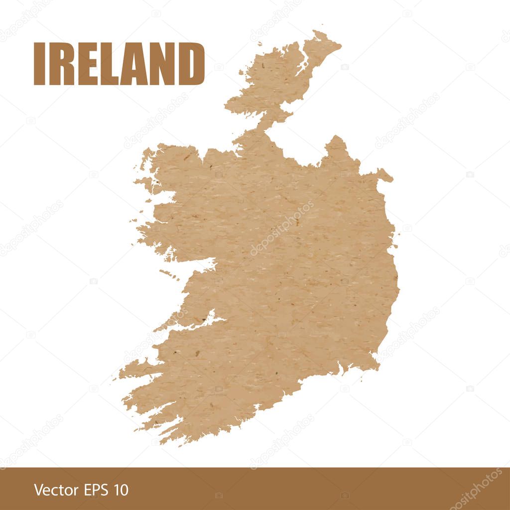 Vector illustration of detailed map of Ireland cut out of craft paper or cardboard
