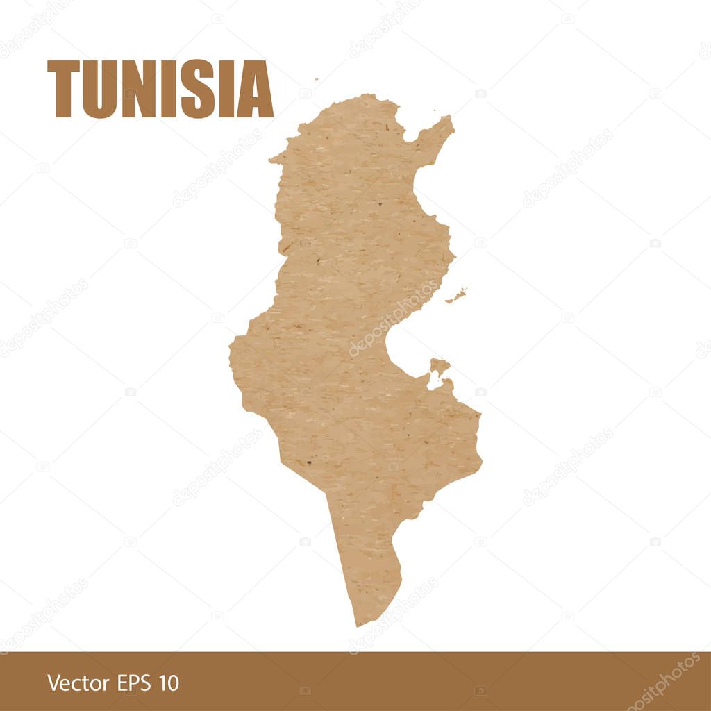 Vector illustration of detailed map of Tunisia cut out of craft paper or cardboard