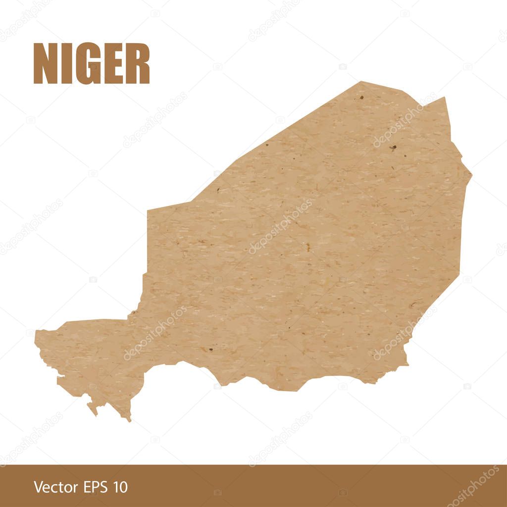 Vector illustration of detailed map of Niger cut out of craft paper or cardboard