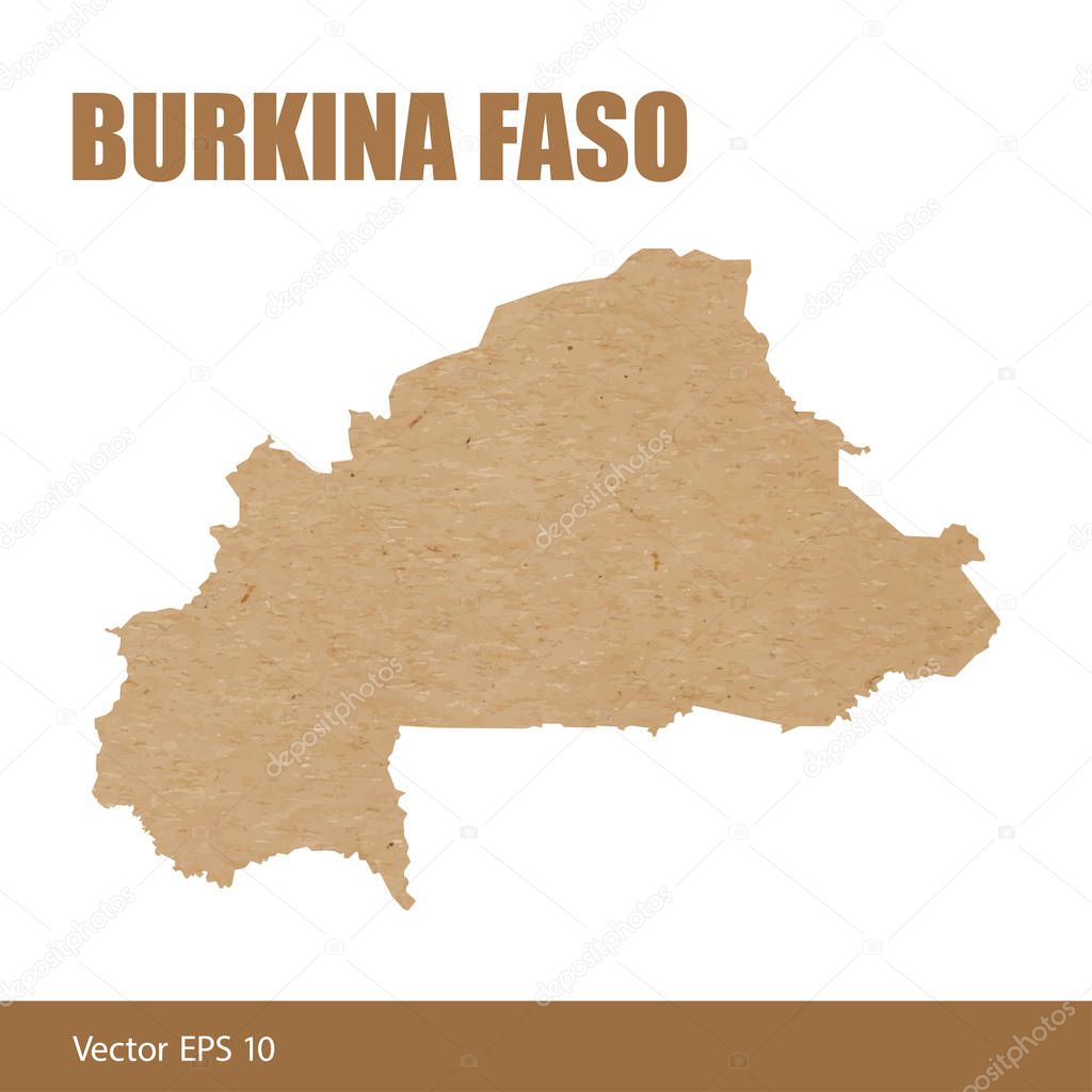 Vector illustration of detailed map of Burkina Faso cut out of craft paper or cardboard