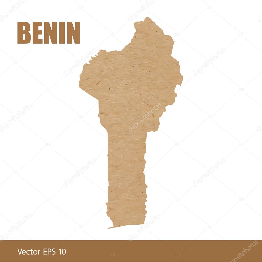Vector illustration of detailed map of Benin cut out of craft paper or cardboard