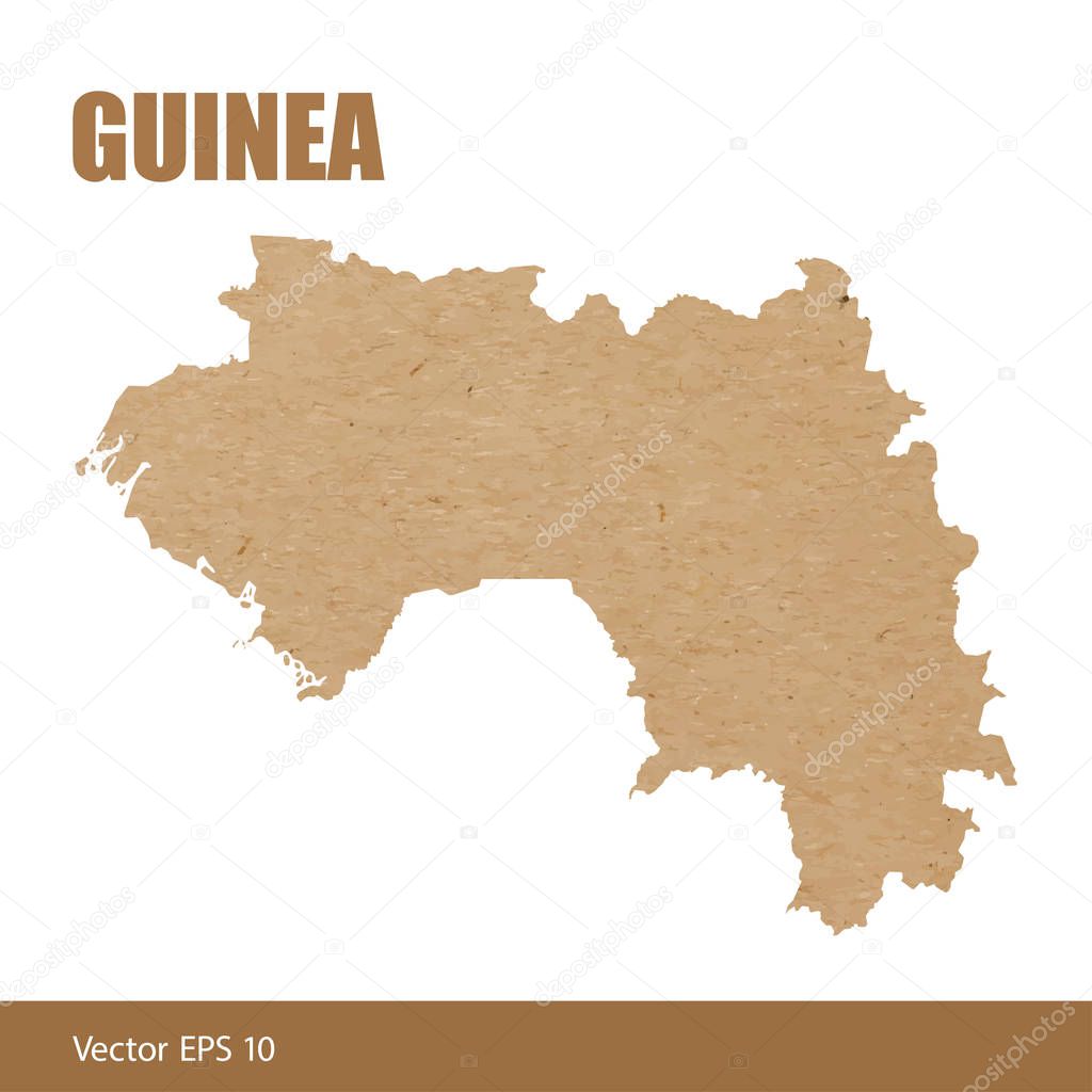 Vector illustration of detailed map of Guinea cut out of craft paper or cardboard
