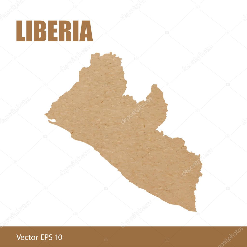 Vector illustration of detailed map of Liberia cut out of craft paper or cardboard