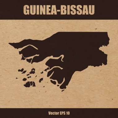 Gine-Bissau detaylı harita Kraft kağıt veya karton arka plan üzerinde vektör çizim