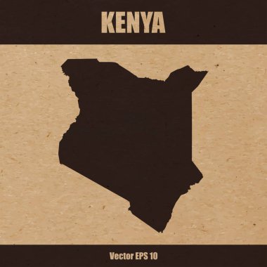 Kenya detaylı harita Kraft kağıt veya karton arka plan üzerinde vektör çizim