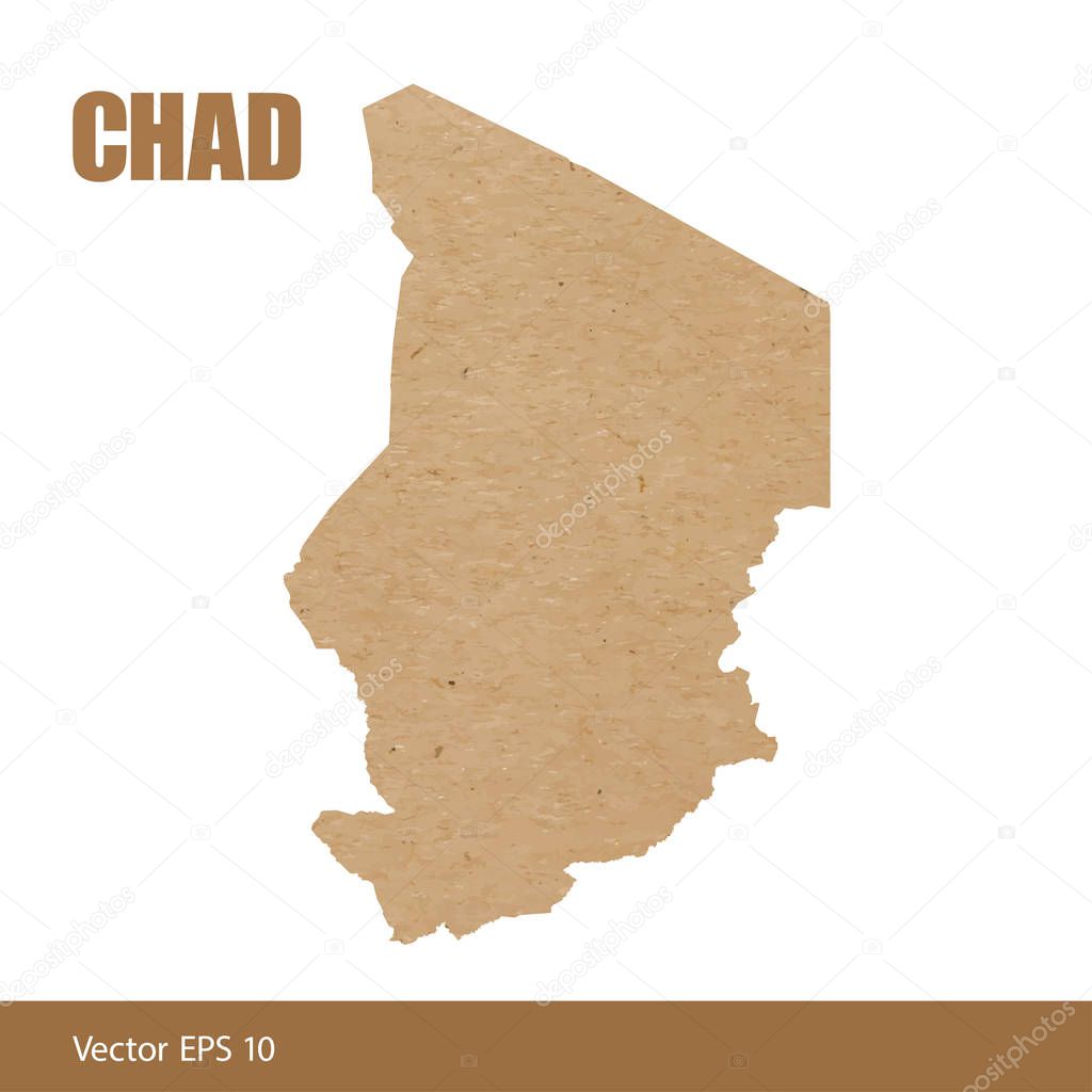 Vector illustration of detailed map of Chad cut out of craft paper or cardboard