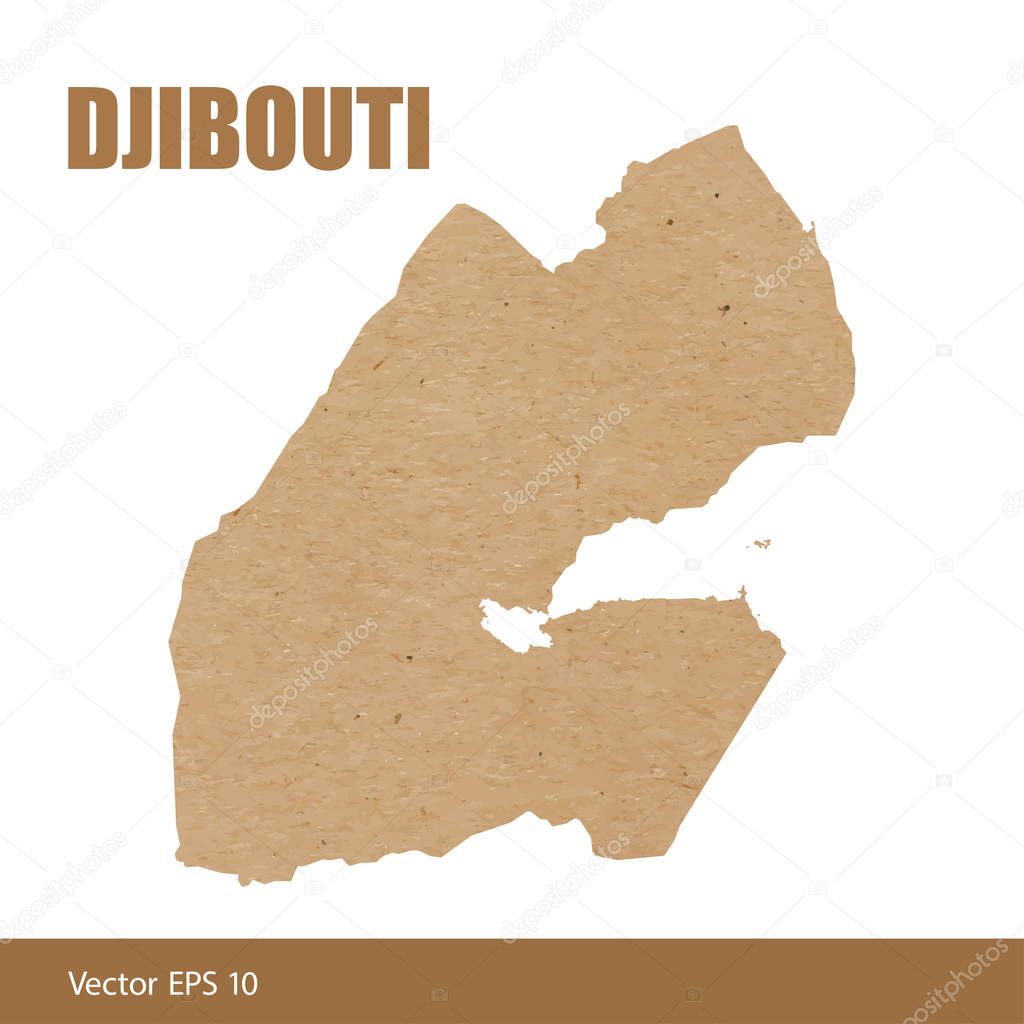 Vector illustration of detailed map of Djibouti cut out of craft paper or cardboard