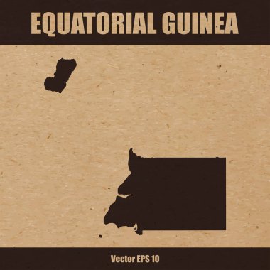 Ekvator Ginesi detaylı harita Kraft kağıt veya karton arka plan üzerinde vektör çizim