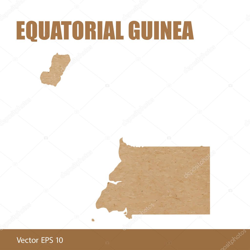 Vector illustration of detailed map of Equatorial Guinea cut out of craft paper or cardboard