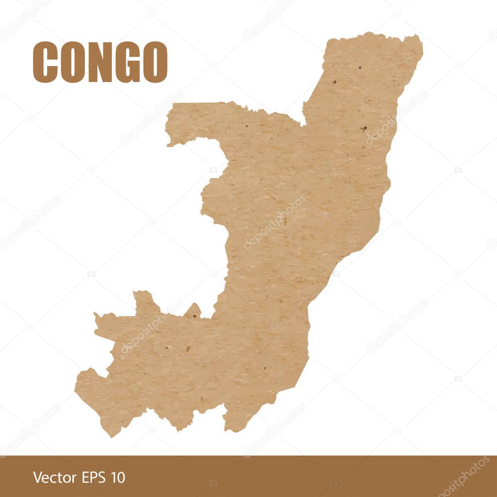 Vector illustration of detailed map of The Republic of the Congo cut out of craft paper or cardboard