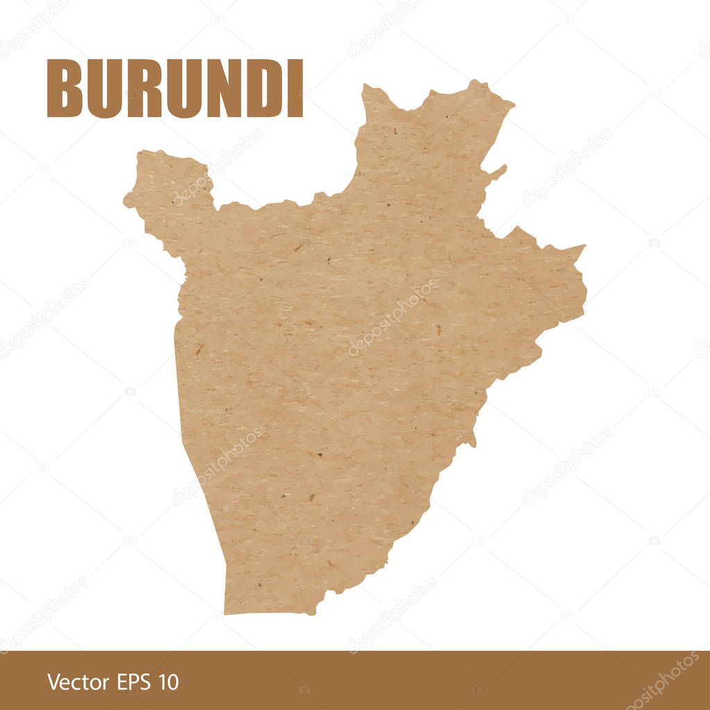 Vector illustration of detailed map of Burundi cut out of craft paper or cardboard