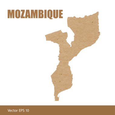 Kraft kağıt veya karton detaylı Mozambik Haritası vektör çizim kesmek