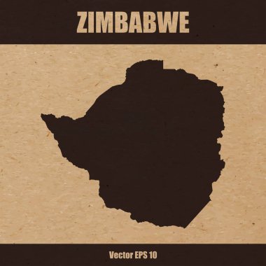 Zimbabve detaylı harita Kraft kağıt veya karton arka plan üzerinde vektör çizim