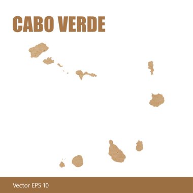 Cabo Verde detaylı Haritası vektör çizim Kraft kağıt veya karton kesme