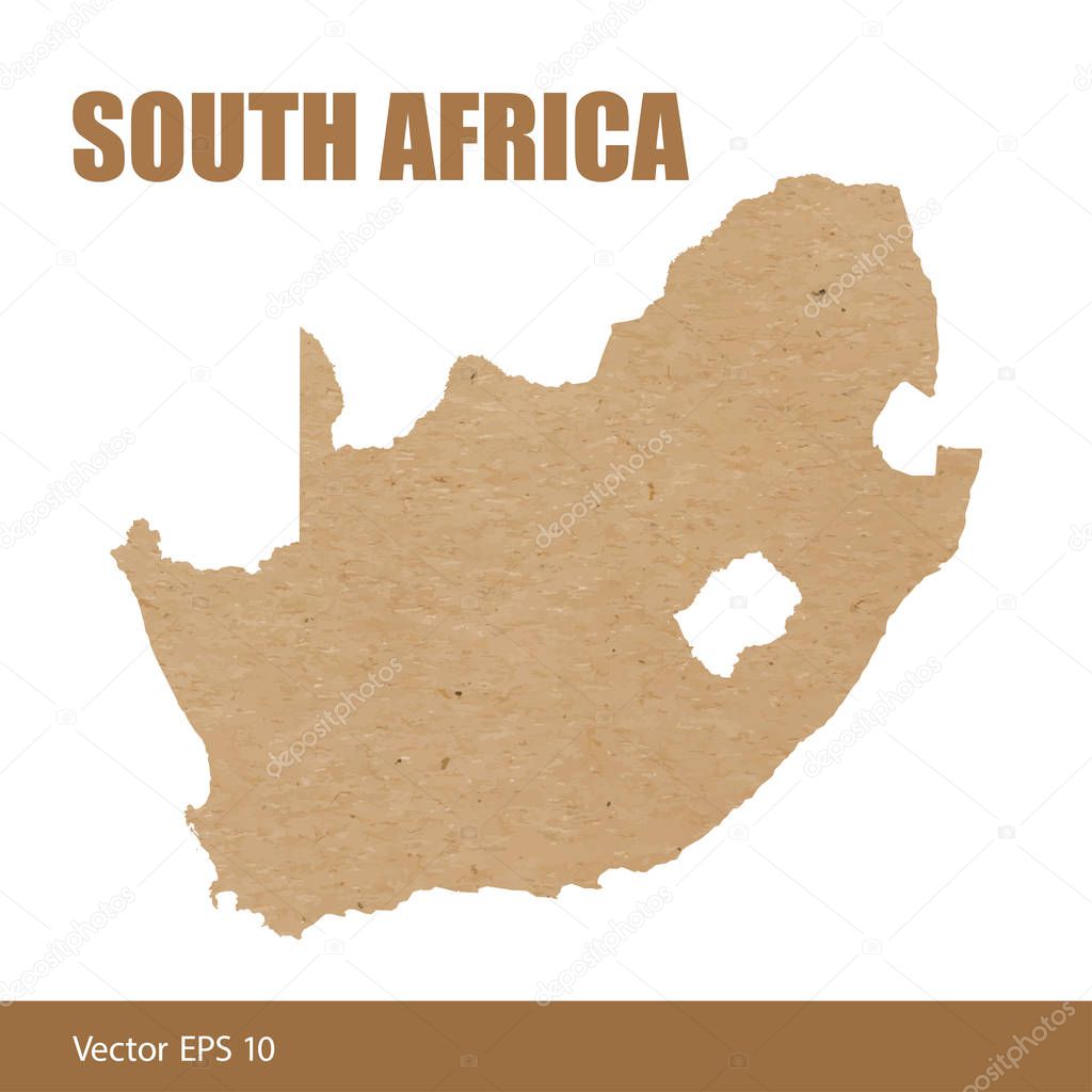 Vector illustration of detailed map of South Africa cut out of craft paper or cardboard
