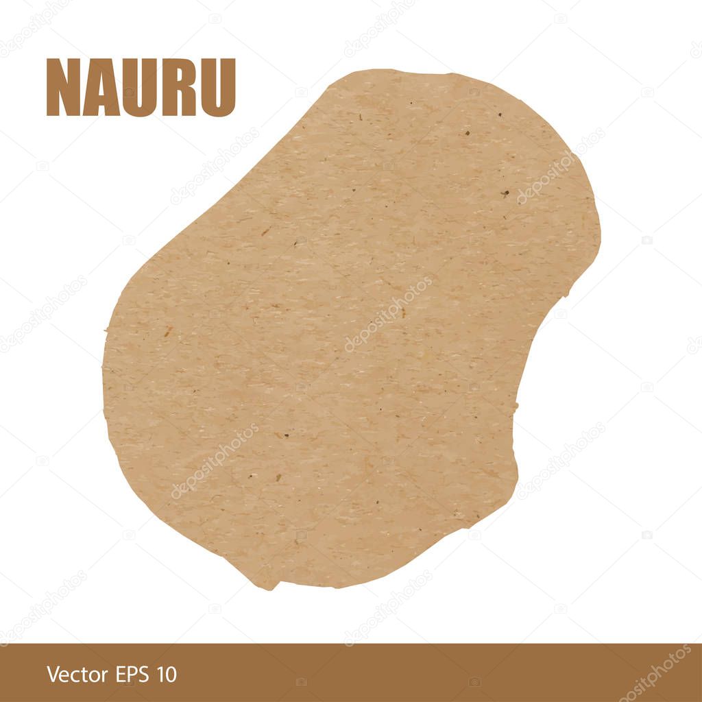 Vector illustration of detailed map of Nauru on craft paper or cardboard background