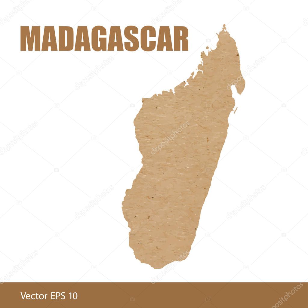 Vector illustration of detailed map of Madagascar cut out of craft paper or cardboard