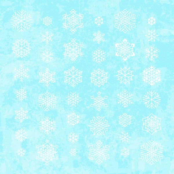 Set Witte Sneeuwvlokken Silhouetten Geïsoleerd Abstract Vector Achtergrond Blauwe Kleuren — Stockvector