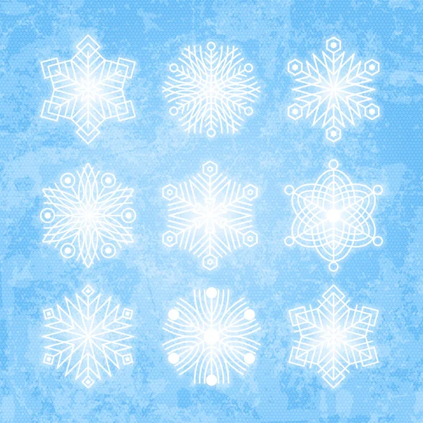 Witte sneeuwvlokken silhouetten geïsoleerd op abstract vector backgro — Stockvector