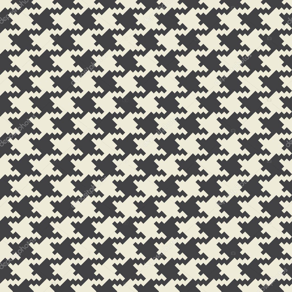 Vector houndstooth fabric seamless pattern. Textile ornament in two colors