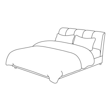 El çizimi çocuklar vektör çizimi büyük minimalist yatak düz çizgi film izole