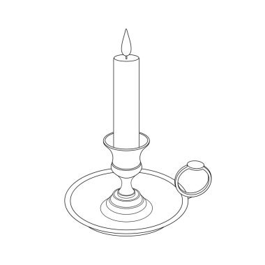 Elle çizilmiş çocuklar, pirinç mum tutacağında vektör illüstrasyon mumu çiziyorlar.