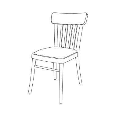 El çizimi çocuklar vektör çizimi klasik ahşap yemek sandalyesi düz çizgi film izole