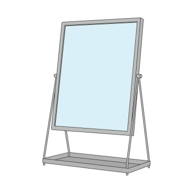 Çocuklar vektör çizimi yapıyor. Ayna düz çizgi film izole edilmiş.