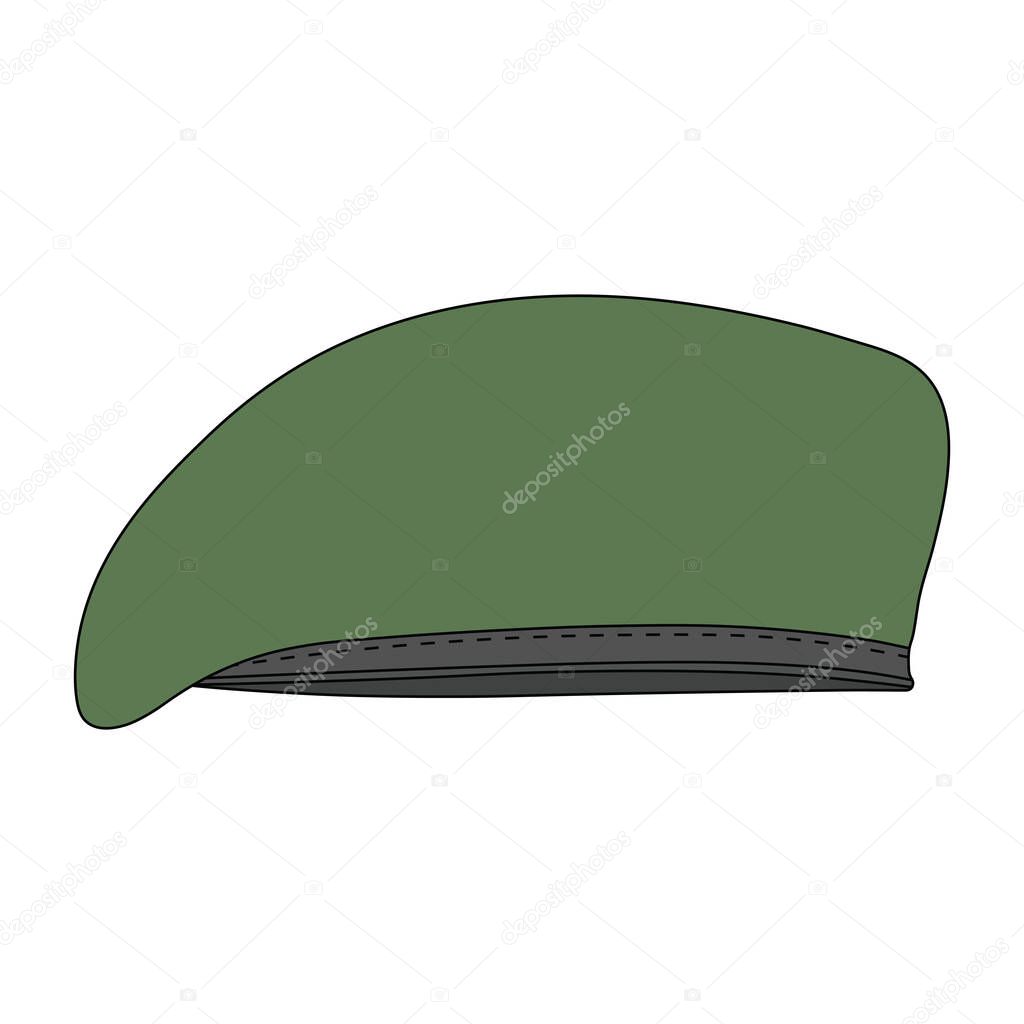 Kids drawing Vector illustration military beret flat cartoon isolated