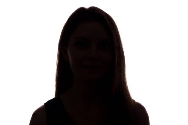 Akan ile önde genç kadın göz saç - yatay silüeti Önden Görünüm