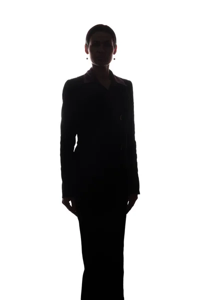 Ung kvinna i kostym, framifrån - silhouette — Stockfoto