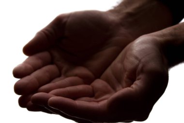 Erkekler el birlikte, avuç-siluet