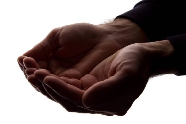 Erkekler el birlikte, avuç-siluet