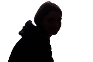 Akan ile önde genç kadın göz saç - dikey siluet