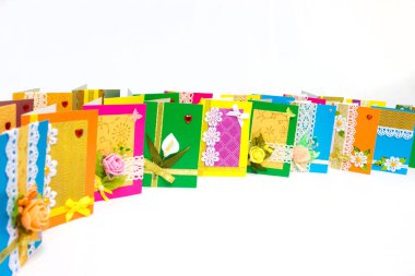 Güzel çeşitli el yapımı tebrik kartları