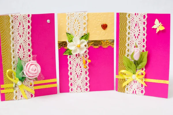 Belle cartoline di auguri fatte a mano variegate — Foto Stock