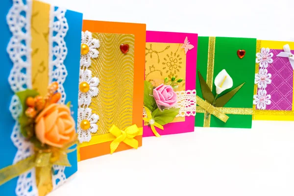 Belos cartões de saudação artesanais variados — Fotografia de Stock