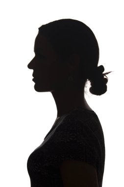 Saç modeli ile Siluet genç kız yan görünümü - izole