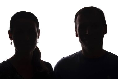 Yüzler kadın ve erkek, erkek ve kız kardeş - siluet