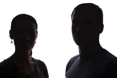 Kadınlar ve erkekler arasında gelen, kardeş - siluet