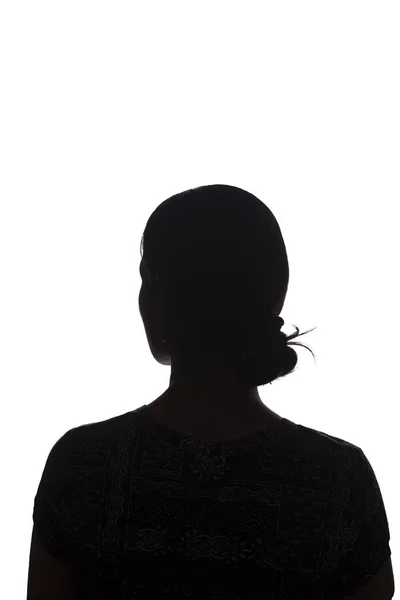 Σιλουέτα ενός νεαρού κοριτσιού από την πίσω απομόνωση, μη — Φωτογραφία Αρχείου
